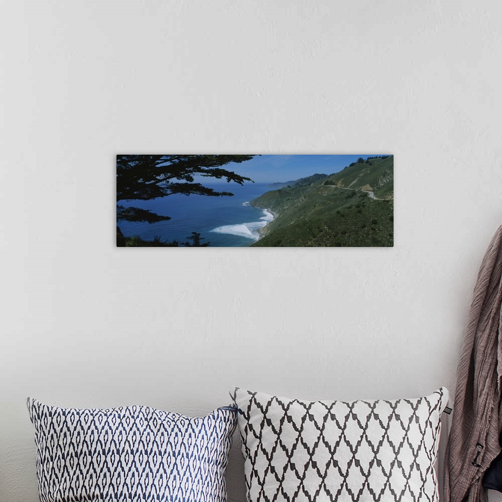 A bohemian room featuring Highway on a hillside, Route 1, Big Sur, California