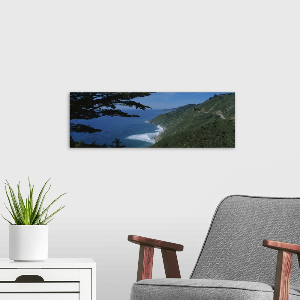 A modern room featuring Highway on a hillside, Route 1, Big Sur, California