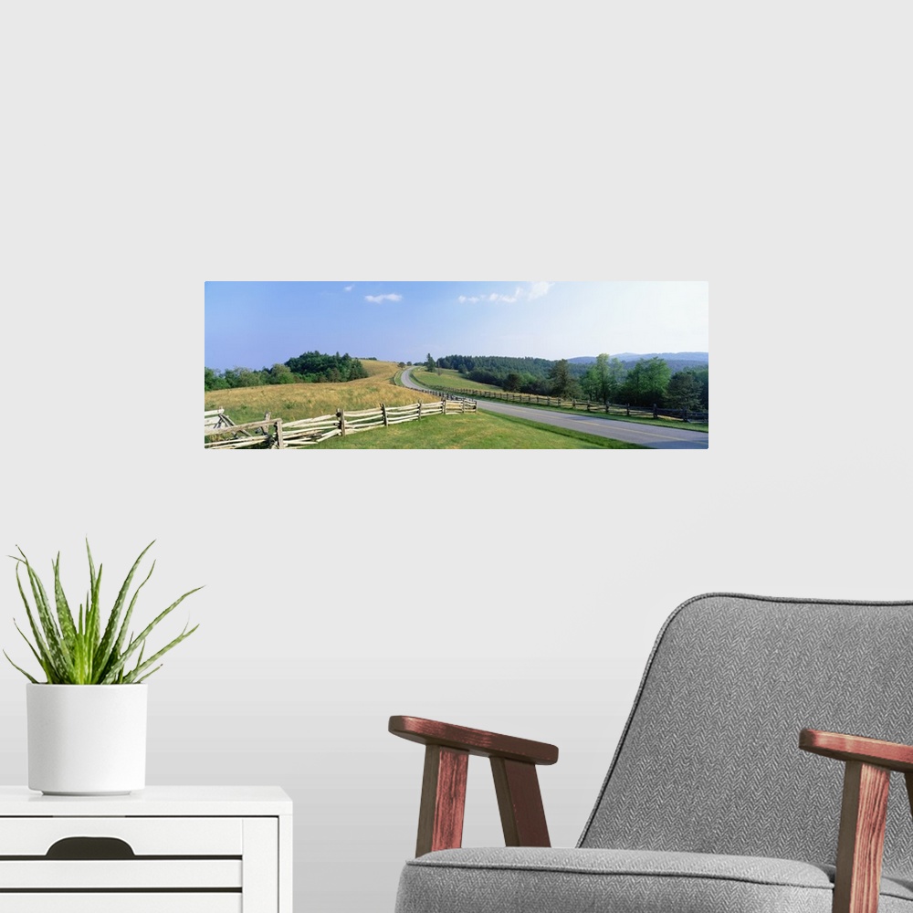 A modern room featuring Highway passing through a landscape, Milepost 235, Blue Ridge Parkway, North Carolina