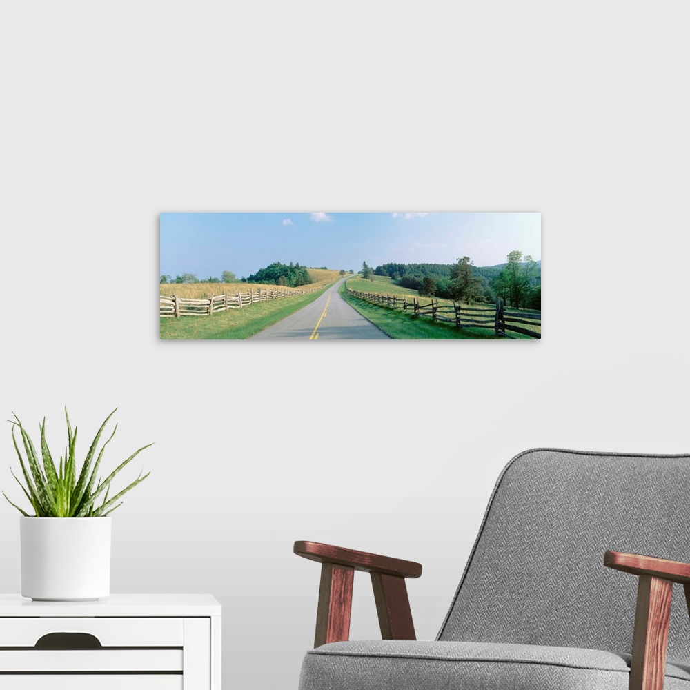 A modern room featuring Highway passing through a landscape, Milepost 243, Blue Ridge Parkway, North Carolina