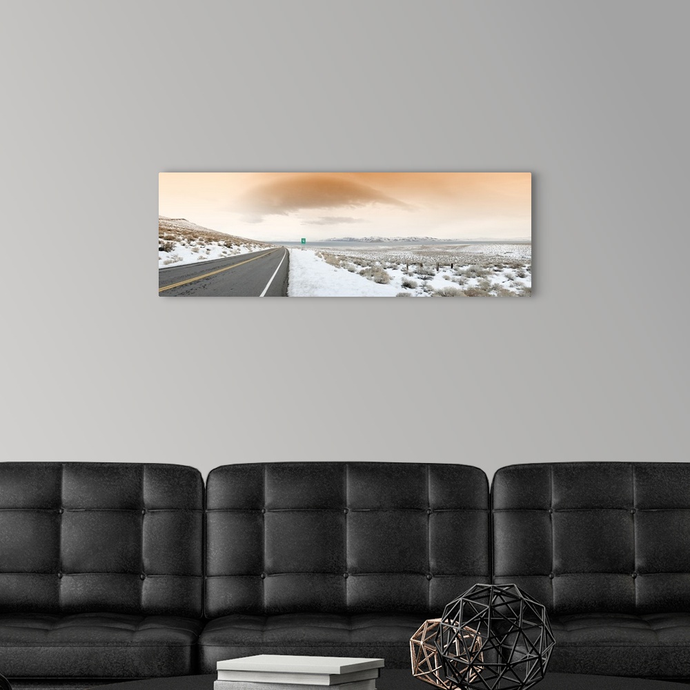 A modern room featuring Highway passing through a landscape, Pyramid Lake, Nevada
