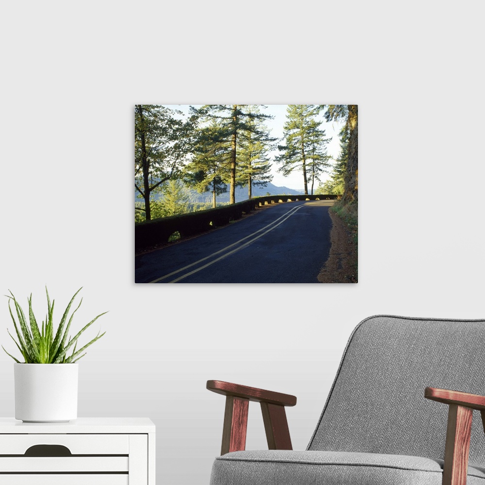A modern room featuring Highway passing through mountains Historic Columbia River Highway Columbia River Gorge Multnomah ...
