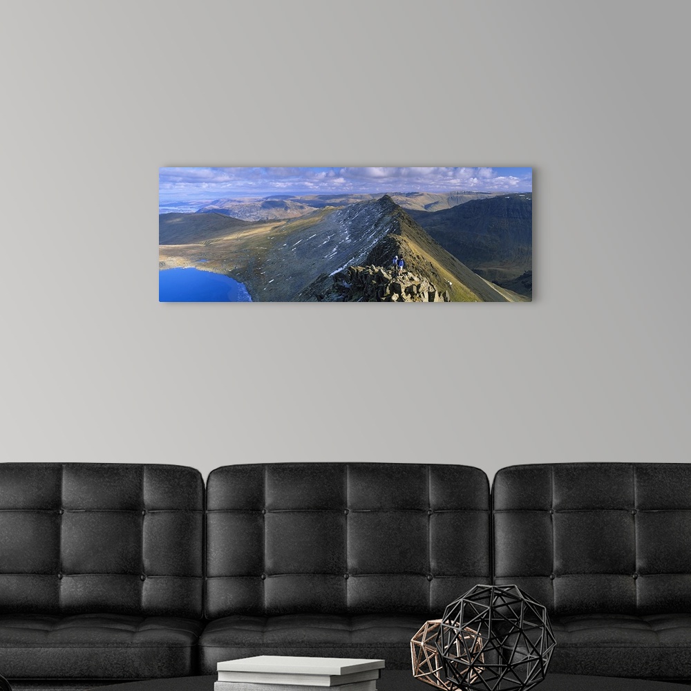 A modern room featuring Hikers hiking on a mountain, Striding Edge, Helvellyn, English Lake District, Cumbria, England