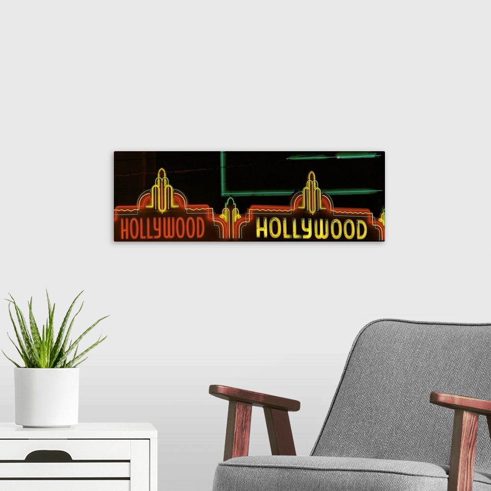 A modern room featuring Hollywood Neon Sign Los Angeles CA