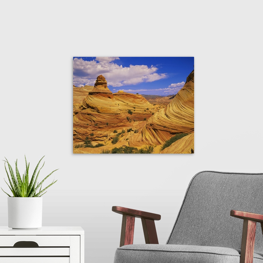 A modern room featuring Hoodoo rock formations on a landscape, Coyote Buttes, Paria Canyon, Vermillion Cliffs Wilderness,...