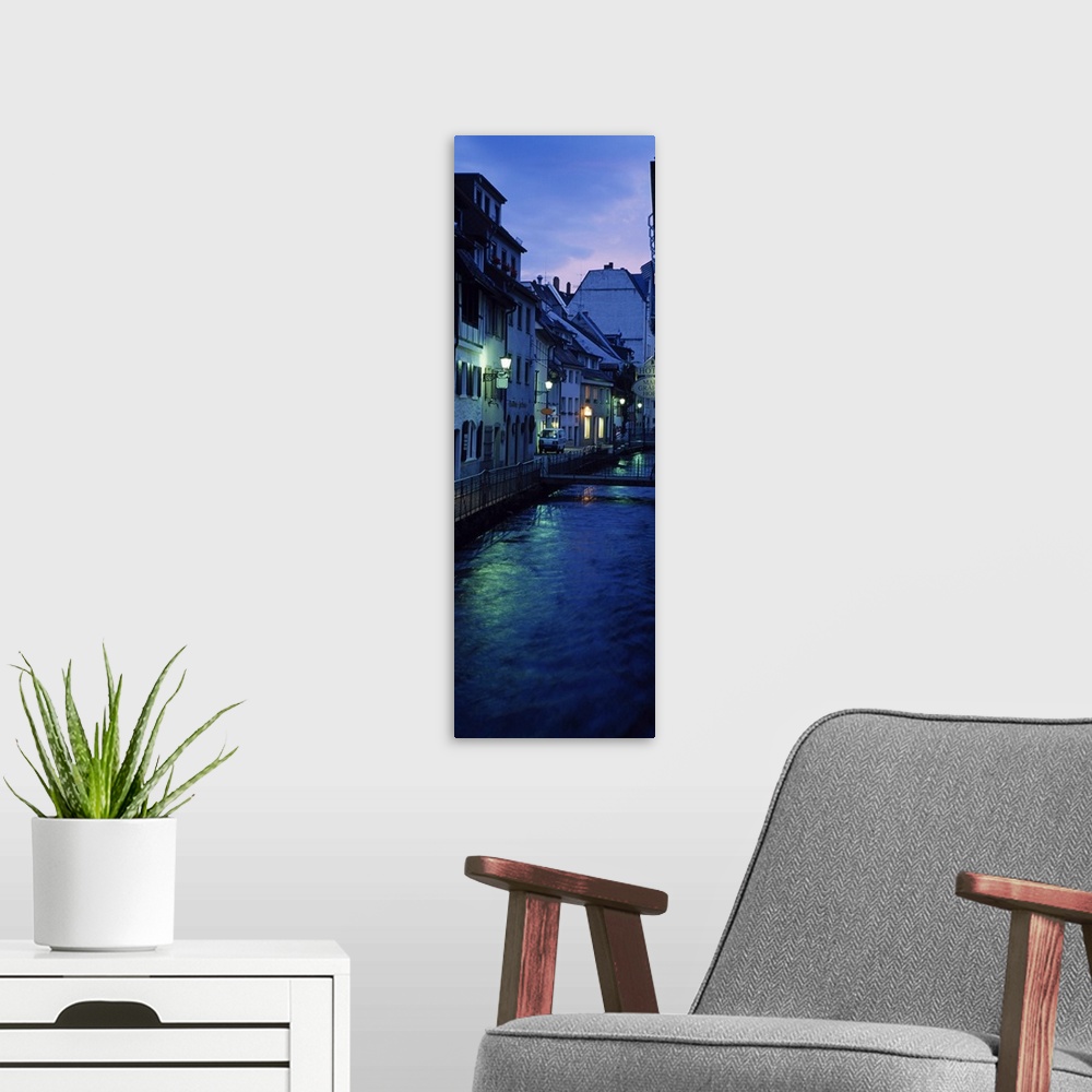 A modern room featuring Houses along a river, Freiburg, Baden-Wurttemberg, Germany