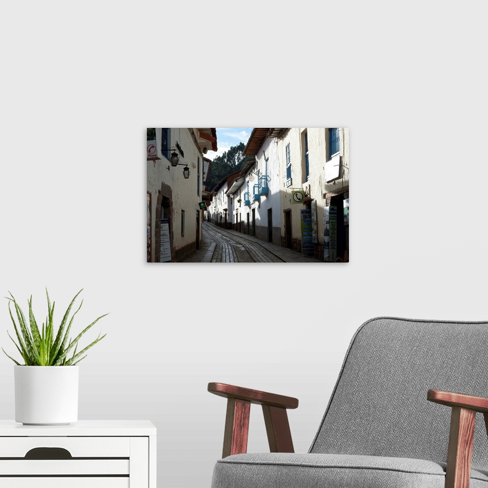 A modern room featuring Houses along a street, Cathedral Of Santo Domingo, Cuzco, Cusco Province, Peru