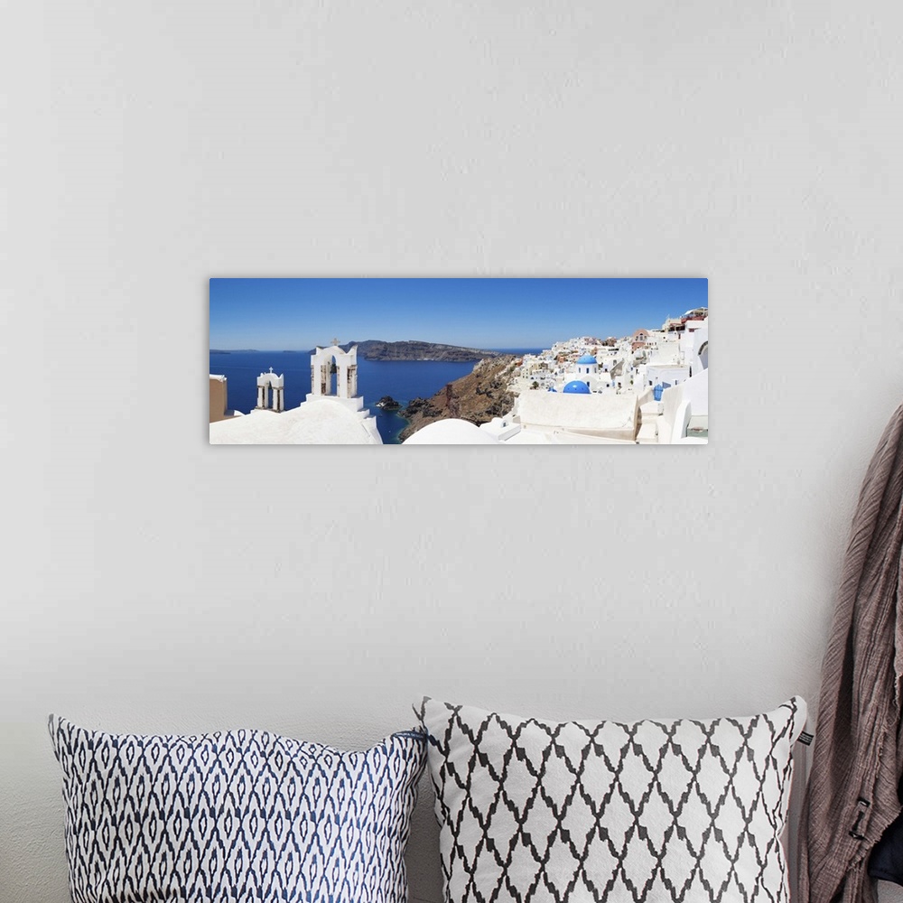 A bohemian room featuring Houses on a hill, Oia, Santorini, Cyclades Islands, Greece