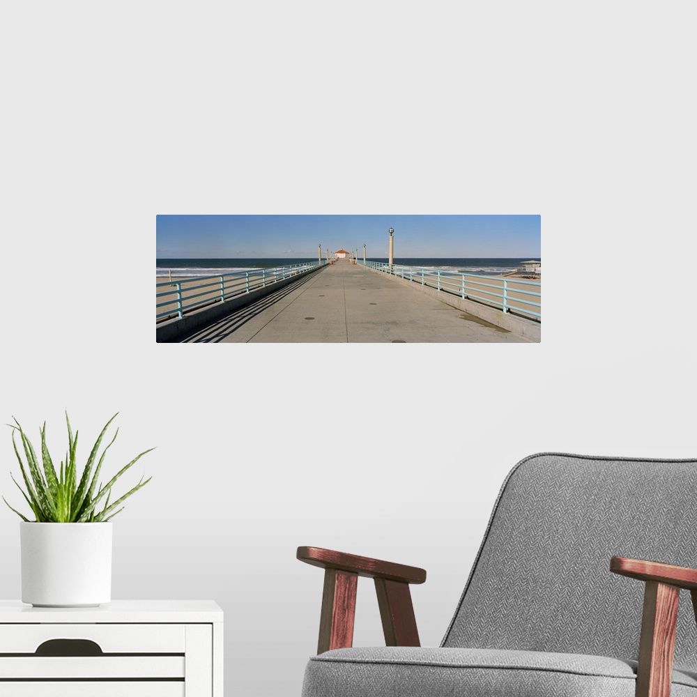 A modern room featuring Hut on a pier, Manhattan Beach Pier, Manhattan Beach, Los Angeles County, California