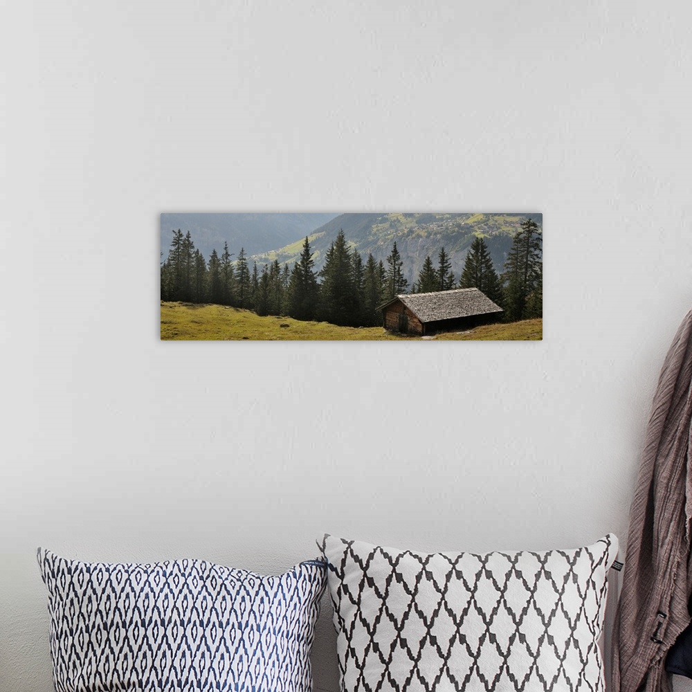 A bohemian room featuring Hut with mountain in the background, Murren, Kleine Scheidegg, Bern, Switzerland