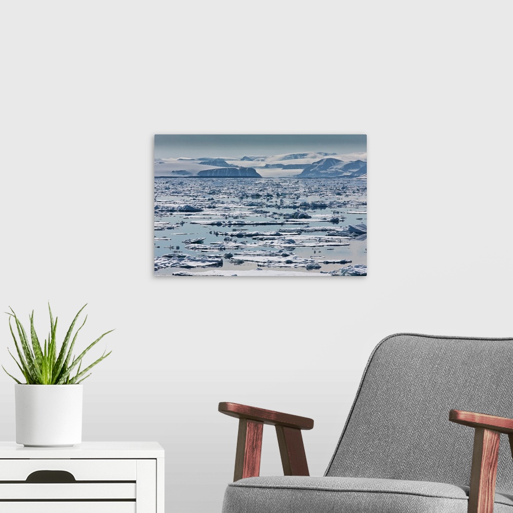 A modern room featuring Icebergs, Hinlopen Strait, Spitsbergen Island, Svalbard, Norway