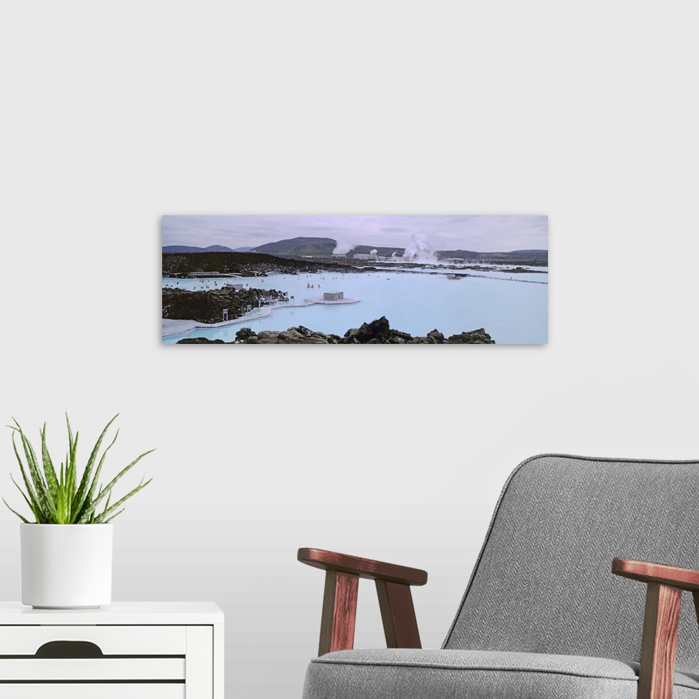 A modern room featuring Iceland, Reykjavik, Blue lagoon, People in the hot spring
