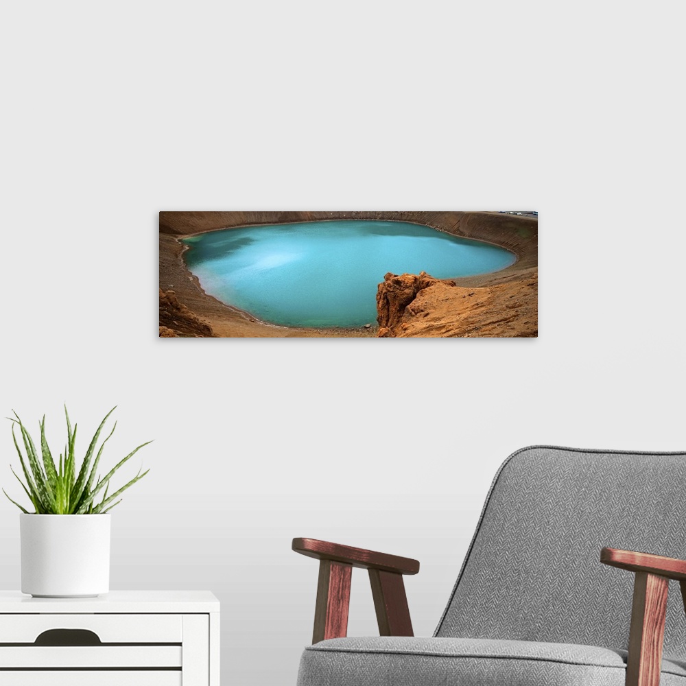 A modern room featuring Iceland, Viti Crater, Blue Lake, Lake on the volcano