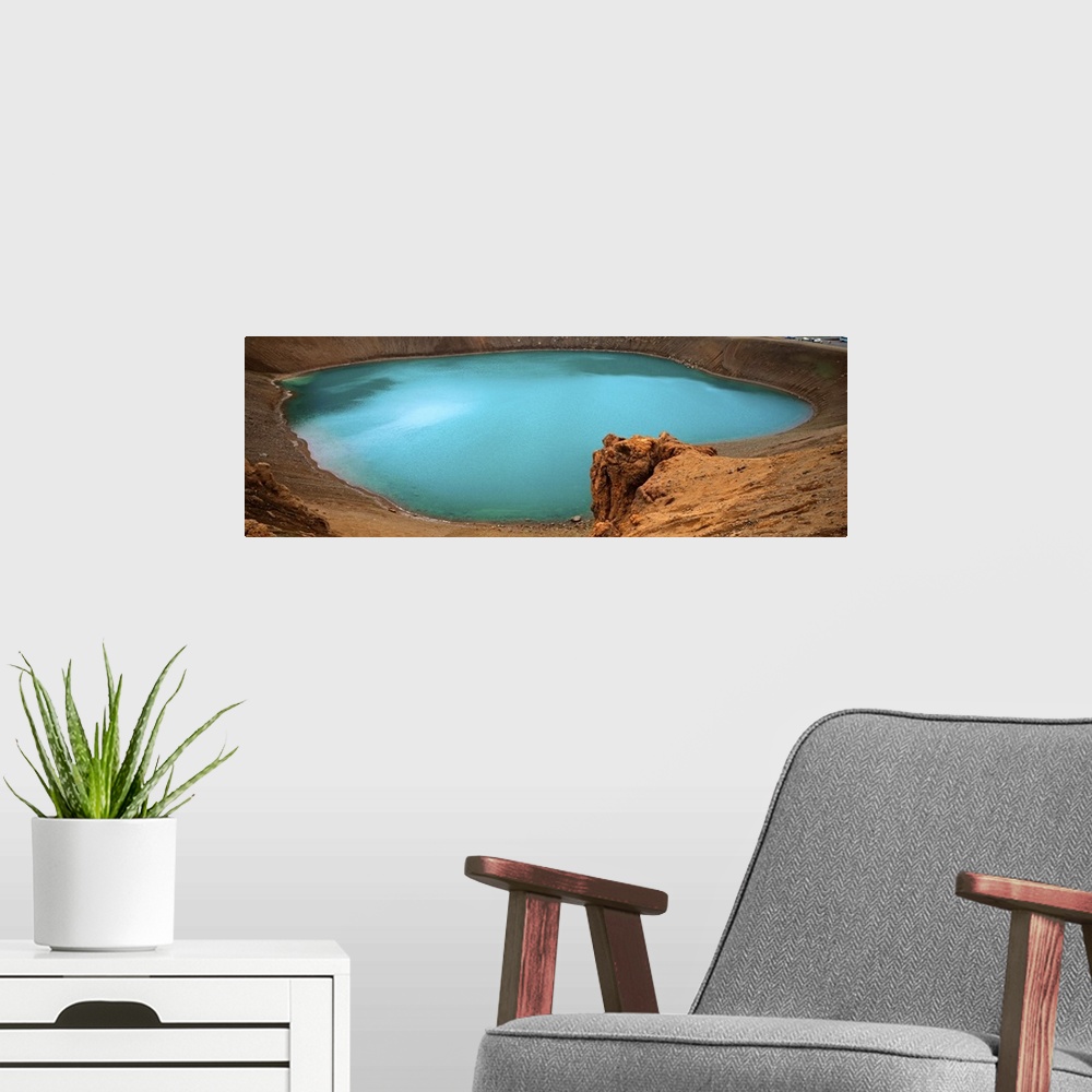 A modern room featuring Iceland, Viti Crater, Blue Lake, Lake on the volcano