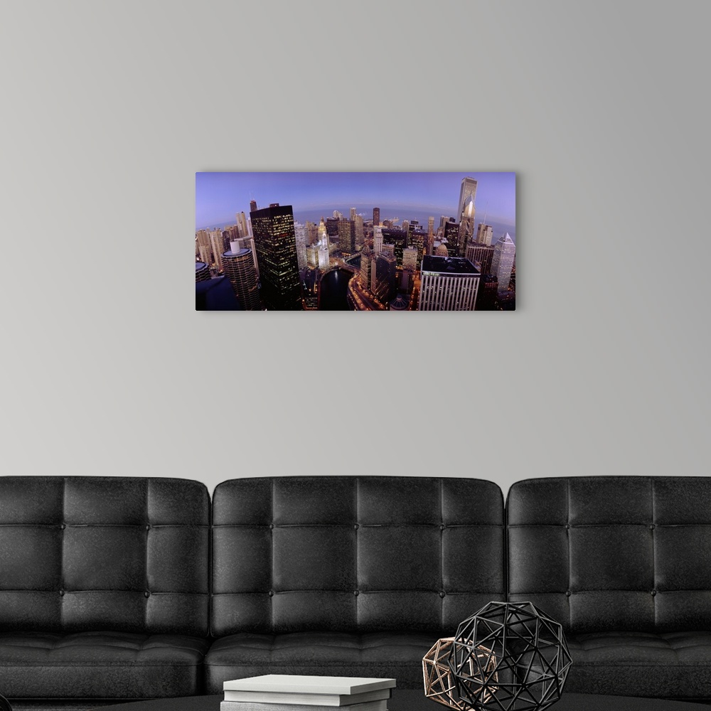 A modern room featuring Illinois, Chicago, Chicago River, High angle view of the city