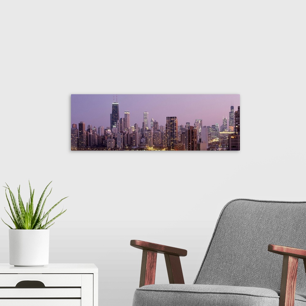 A modern room featuring Illinois, Chicago, night