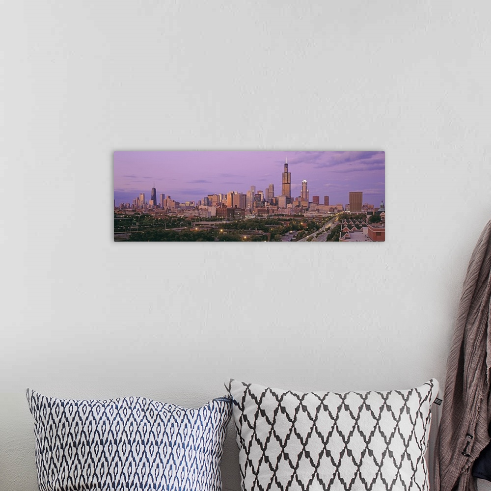 A bohemian room featuring Illinois, Chicago, View of a cityscape at twilight