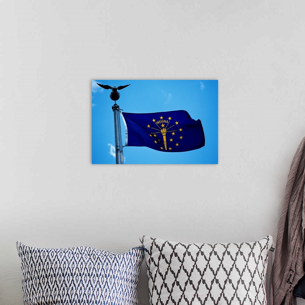 A bohemian room featuring Indiana State Flag