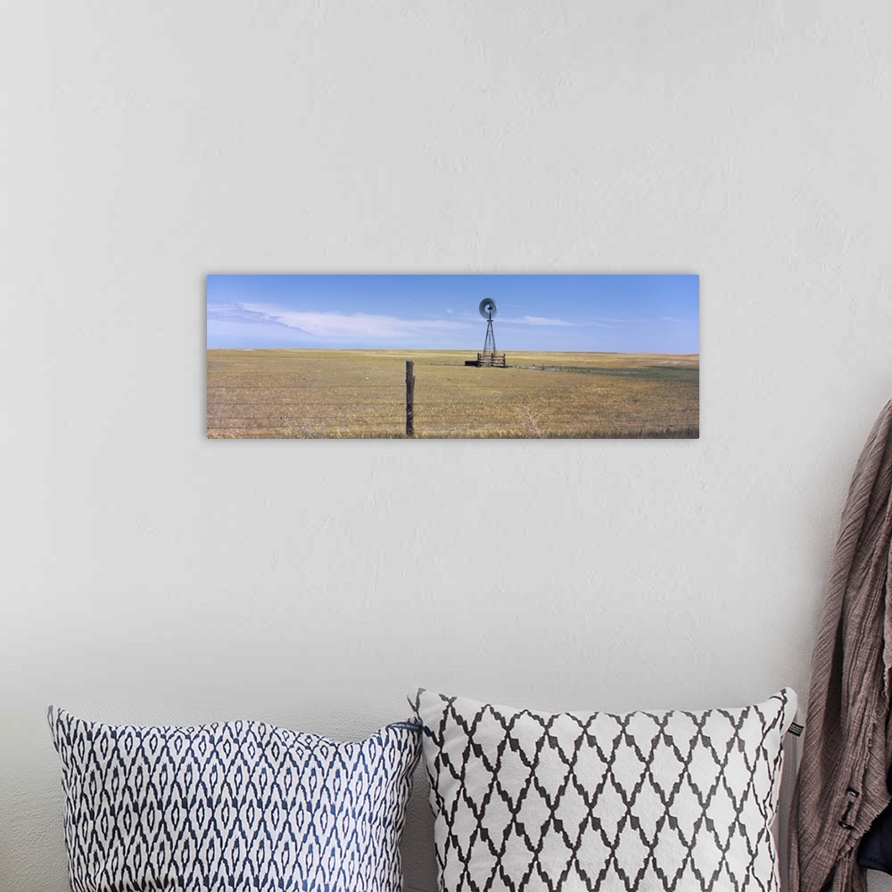 A bohemian room featuring Industrial Windmill on a landscape, Highway 271, Oglala National Grassland, Sioux County, Nebraska,