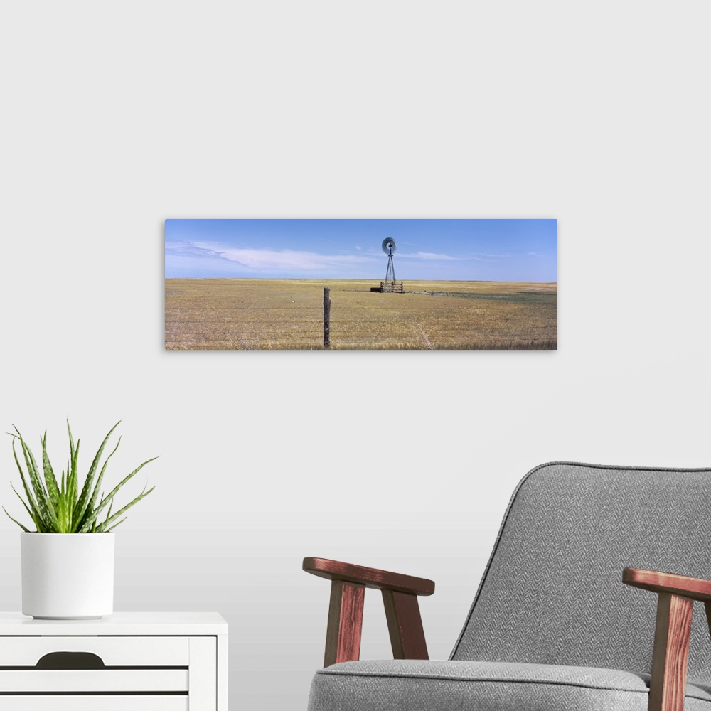 A modern room featuring Industrial Windmill on a landscape, Highway 271, Oglala National Grassland, Sioux County, Nebraska,