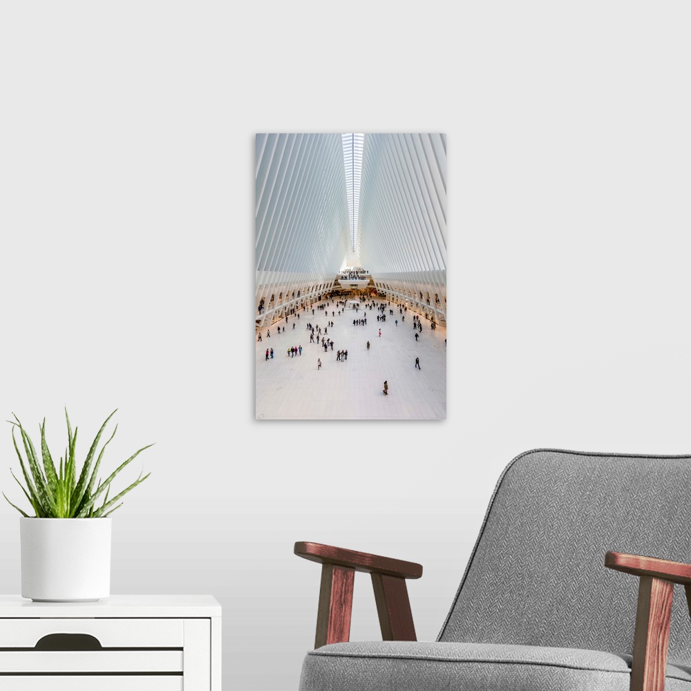 A modern room featuring Interior view of Oculus Transportation Hub, NY, NY