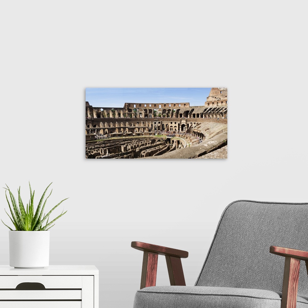 A modern room featuring Interiors of an amphitheater, Coliseum, Rome, Lazio, Italy