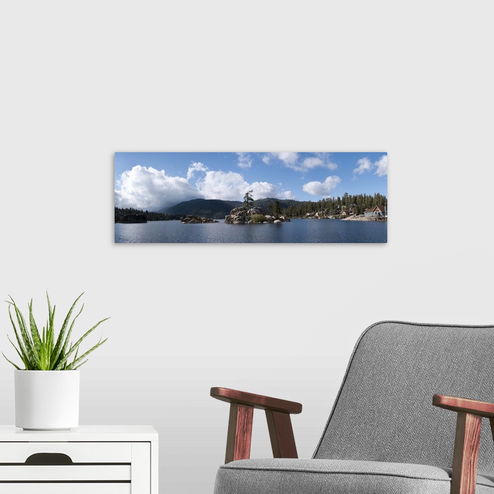 A modern room featuring Island in a lake, Big Bear Lake, San Bernardino County, California