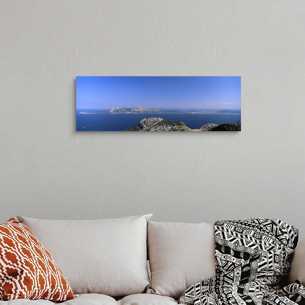A bohemian room featuring Islands in the sea, Pollensa Bay, Majorca, Balearic Islands, Spain