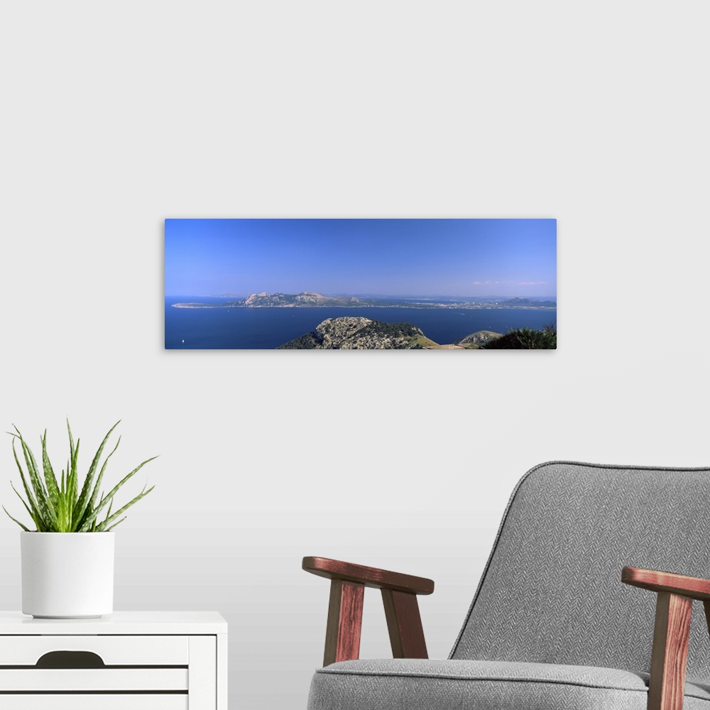 A modern room featuring Islands in the sea, Pollensa Bay, Majorca, Balearic Islands, Spain
