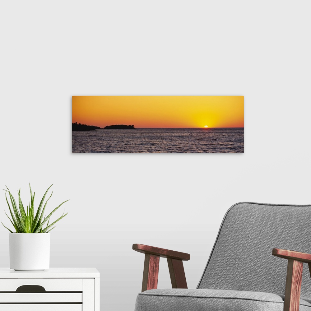 A modern room featuring Lake at sunset, Upper Peninsula, Lake Superior, Michigan