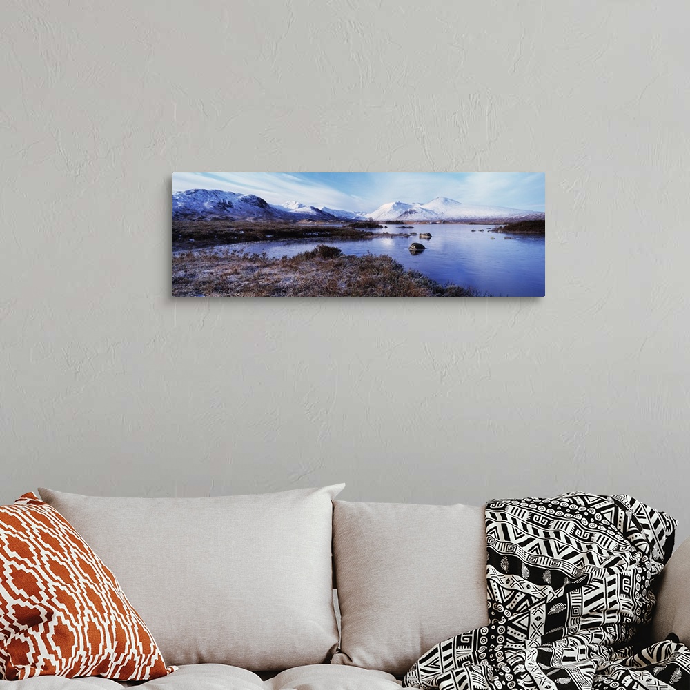 A bohemian room featuring Lake at the foothill of mountains, Black Mount, Lochan Na h'Achlaise, Rannoch Moor, Highlands Reg...