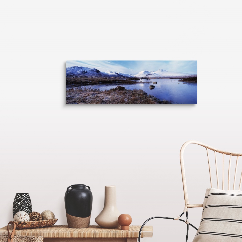 A farmhouse room featuring Lake at the foothill of mountains, Black Mount, Lochan Na h'Achlaise, Rannoch Moor, Highlands Reg...