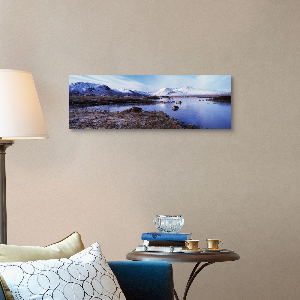 A traditional room featuring Lake at the foothill of mountains, Black Mount, Lochan Na h'Achlaise, Rannoch Moor, Highlands Reg...