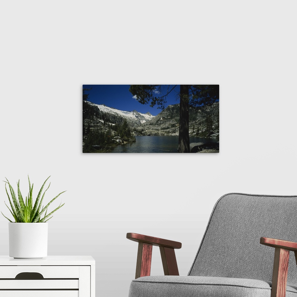 A modern room featuring Lake in a valley, Lower Canyon Creek Lake, Trinity Alps, California