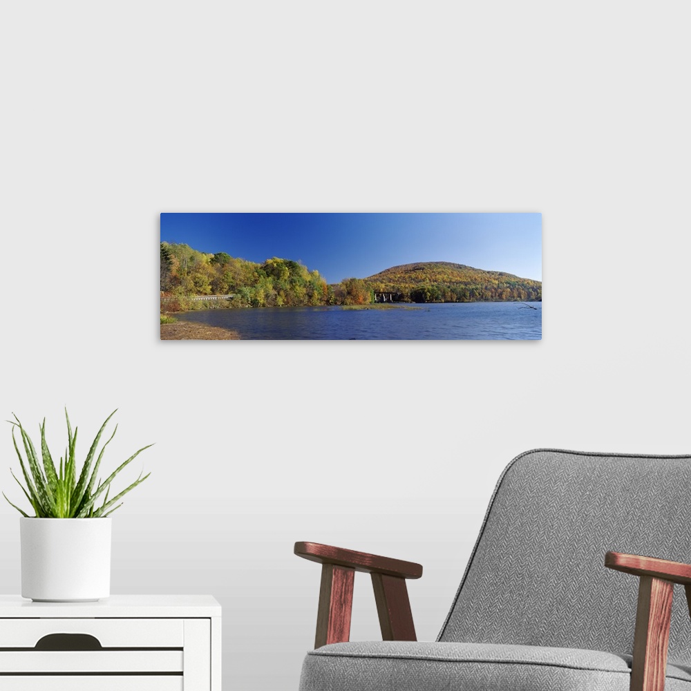 A modern room featuring Lake in front of mountains, Arrowhead Mountain Lake, Chittenden County, Vermont