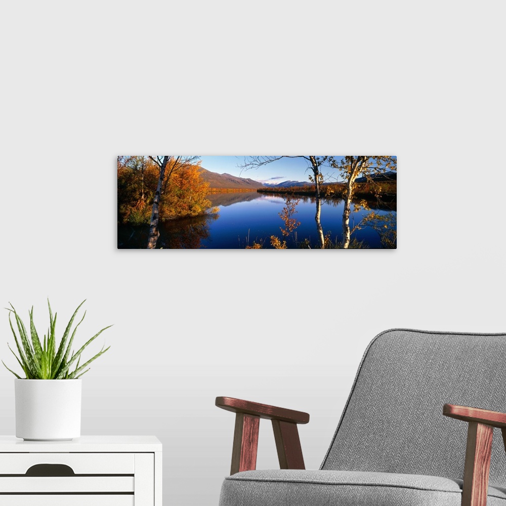 A modern room featuring Lake Scene Sweden