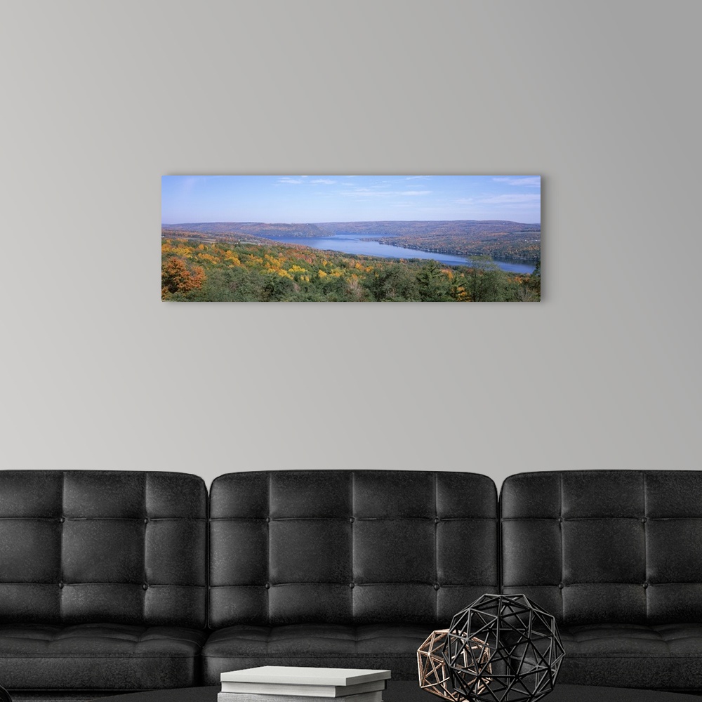 A modern room featuring Lake surrounded by hills, Keuka Lake, Finger Lakes, New York State