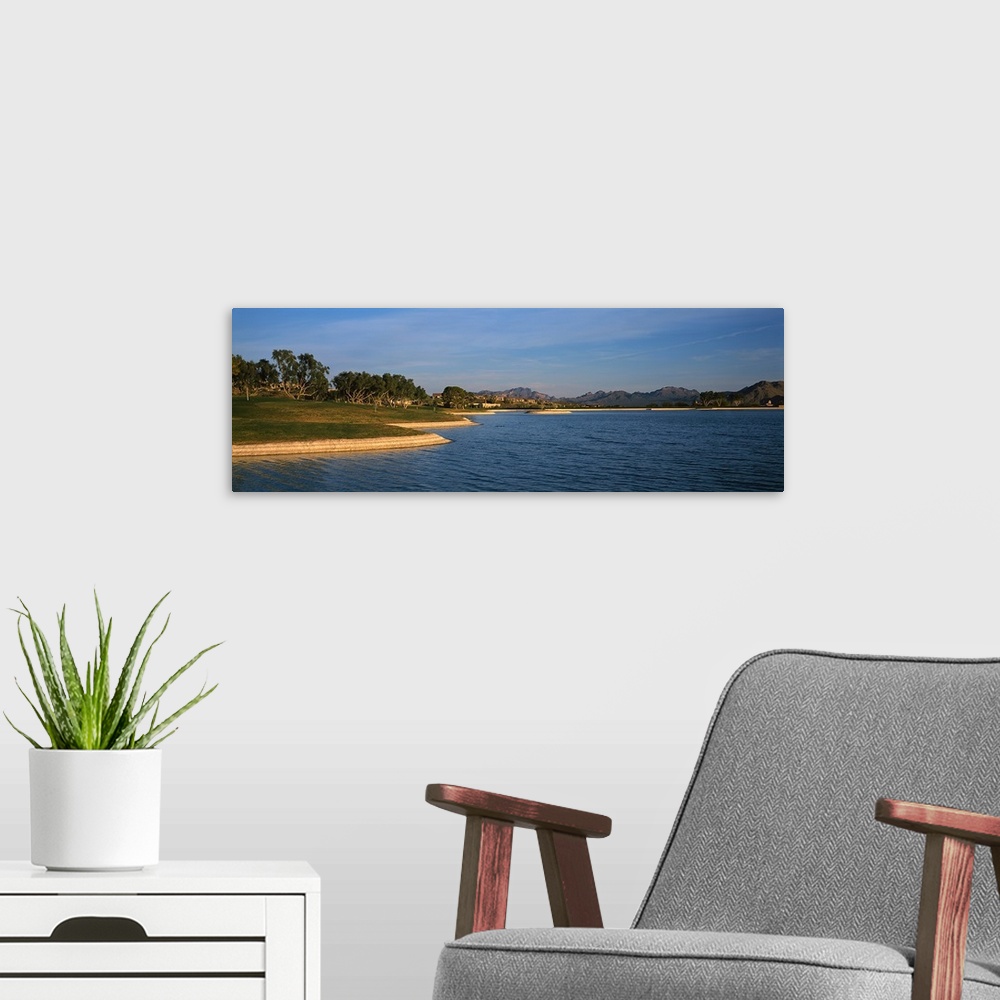A modern room featuring Lake with mountains in the background, Fountain Hills, Maricopa County, Arizona,