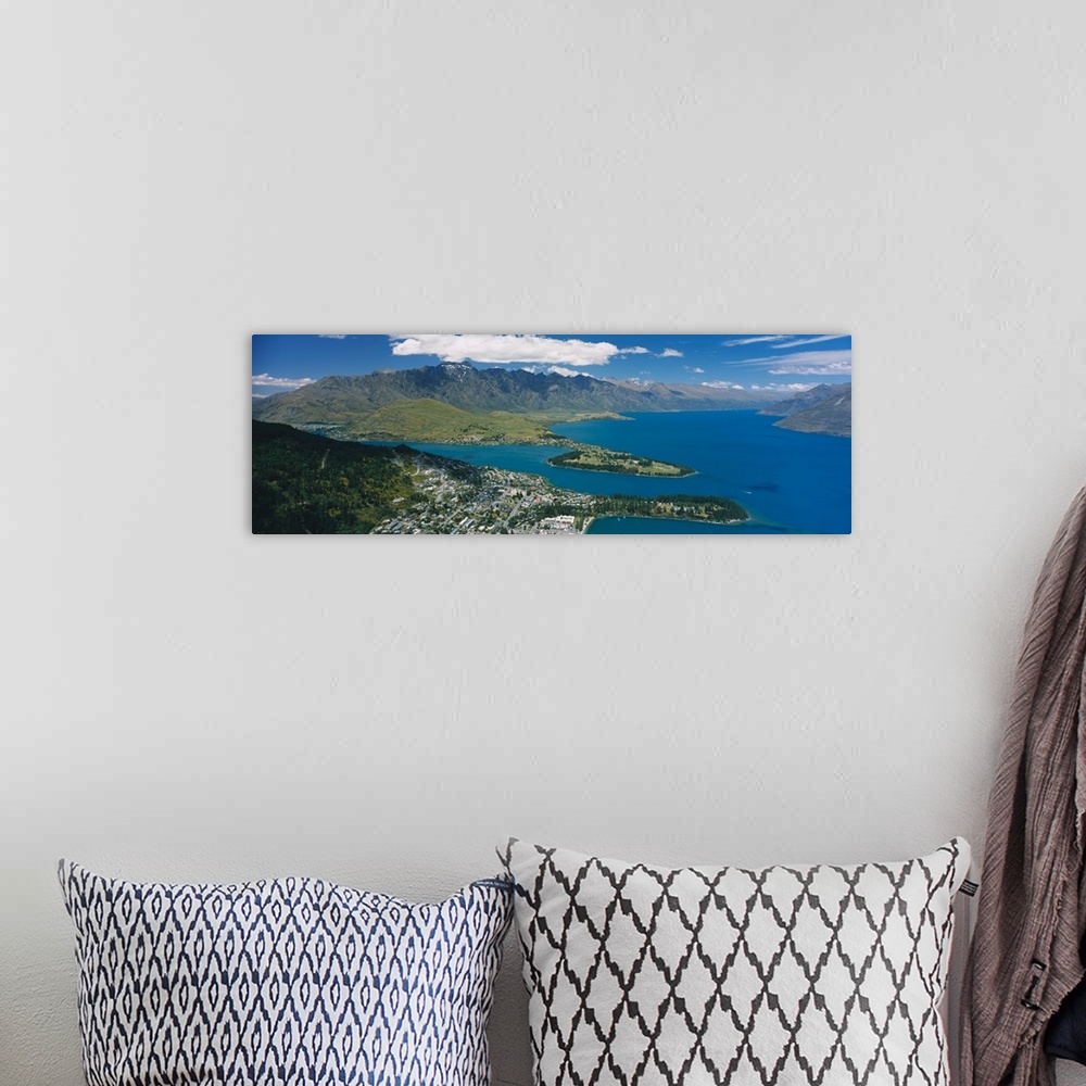 A bohemian room featuring Lake with mountains in the background, Lake Wakatipu, The Remarkables, Queenstown, Otago Region, ...