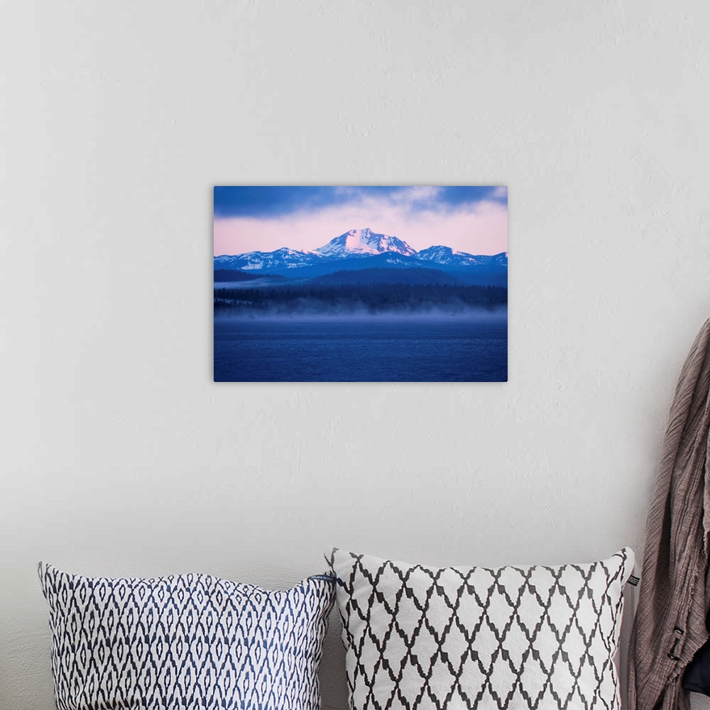A bohemian room featuring Lake with mountains in the background, Mt Lassen, California
