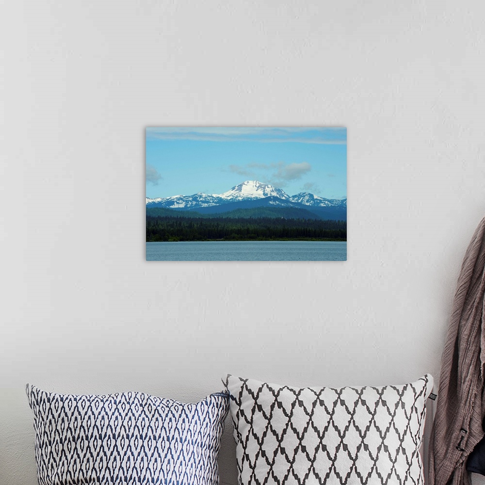 A bohemian room featuring Lake with mountains in the background, Mt Lassen, Lake Almanor, California