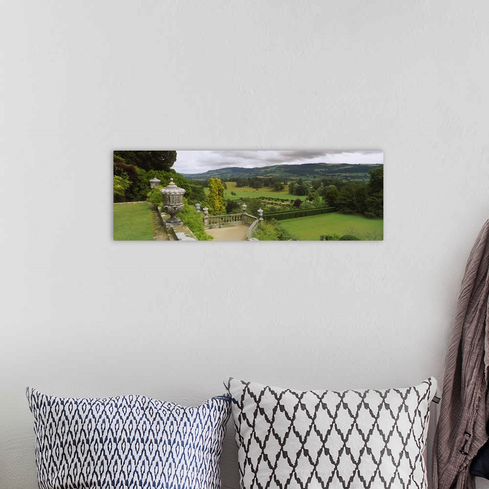 A bohemian room featuring Landscape viewed from a castle, Powis Castle, Wales
