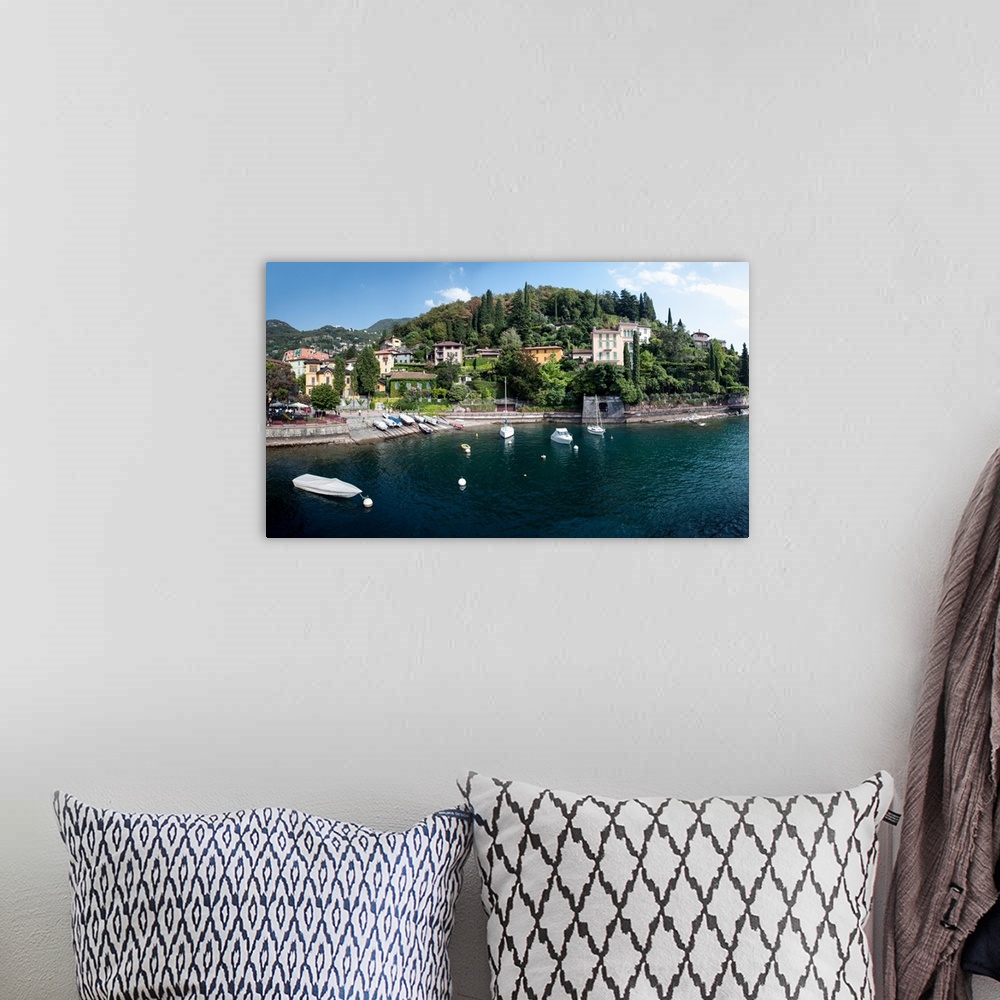 A bohemian room featuring Late afternoon view of waterfront at Varenna, Lake Como, Lombardy, Italy