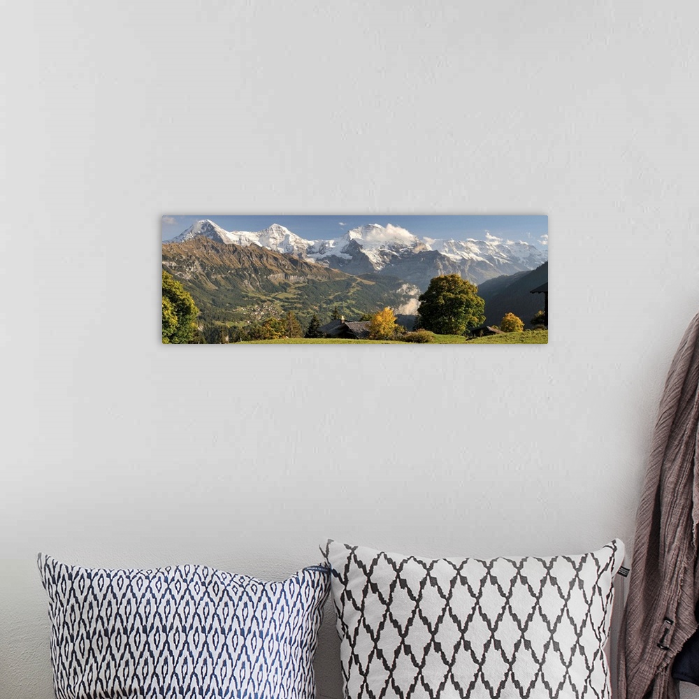 A bohemian room featuring Lauterbrunnen Valley with Mt Eiger, Mt Monch and Mt Jungfrau in the background, Sulwald, Bernese ...