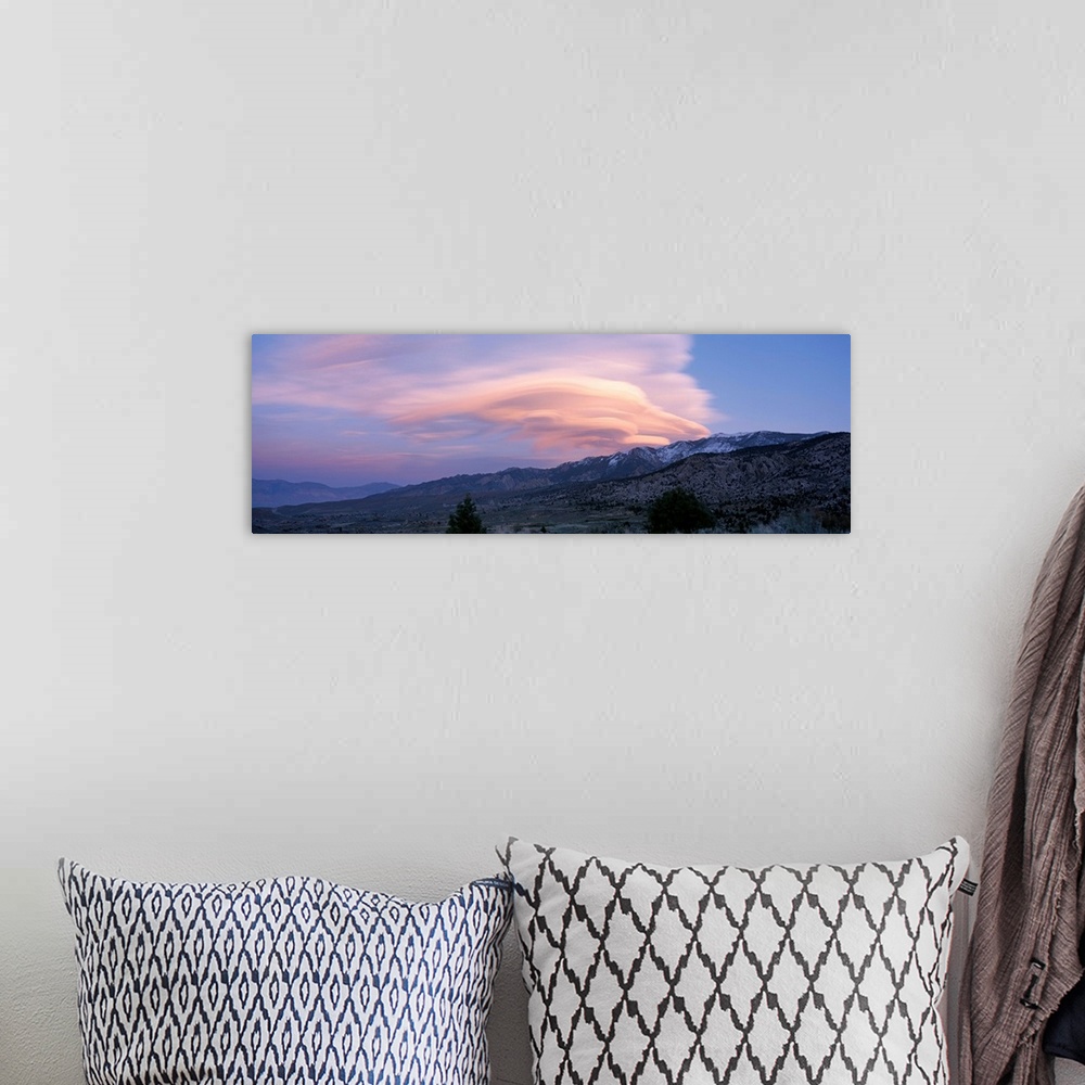 A bohemian room featuring Lenticular Wave Cloud Sierra Nevada Mountain Range CA