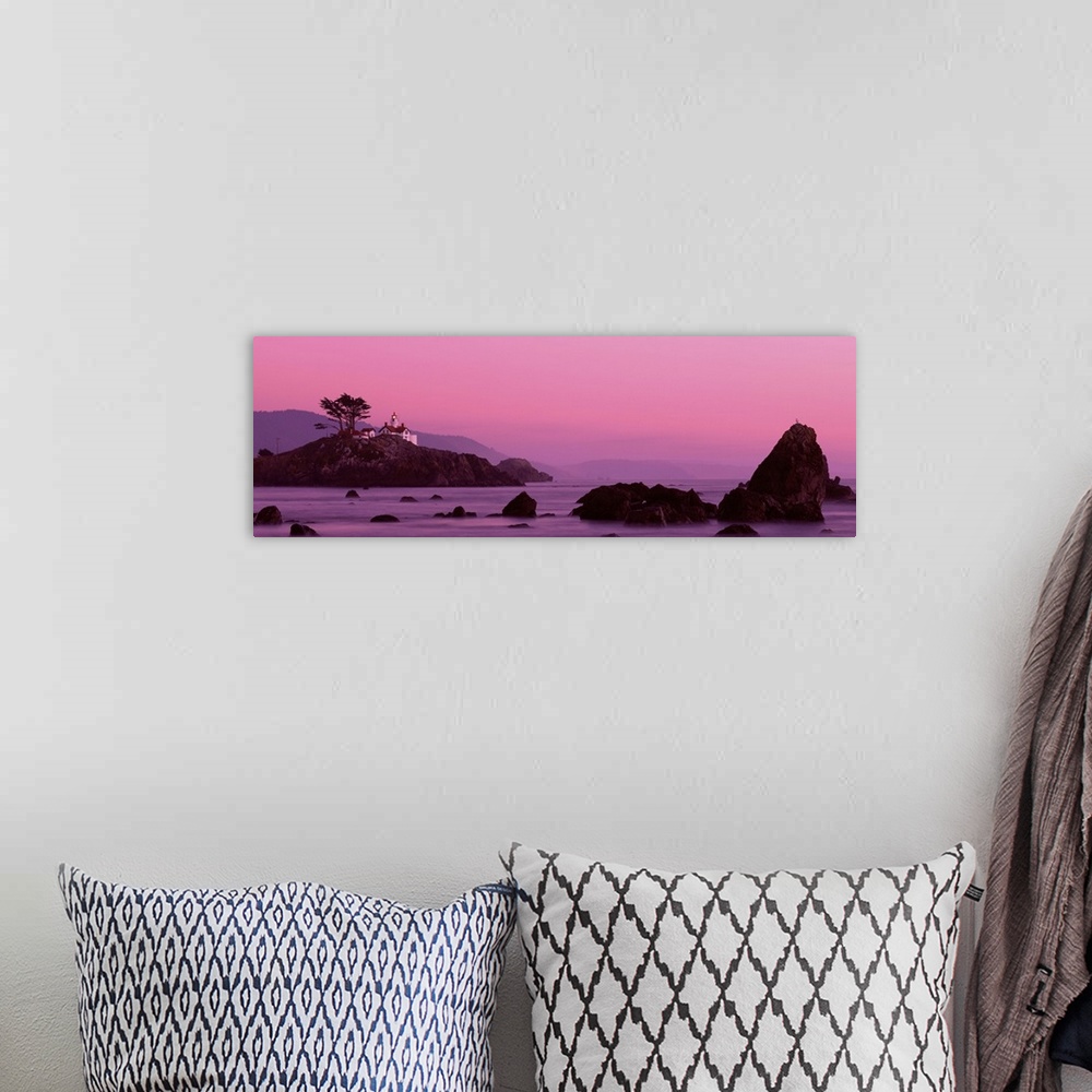 A bohemian room featuring Light house at sunset Crescent City CA