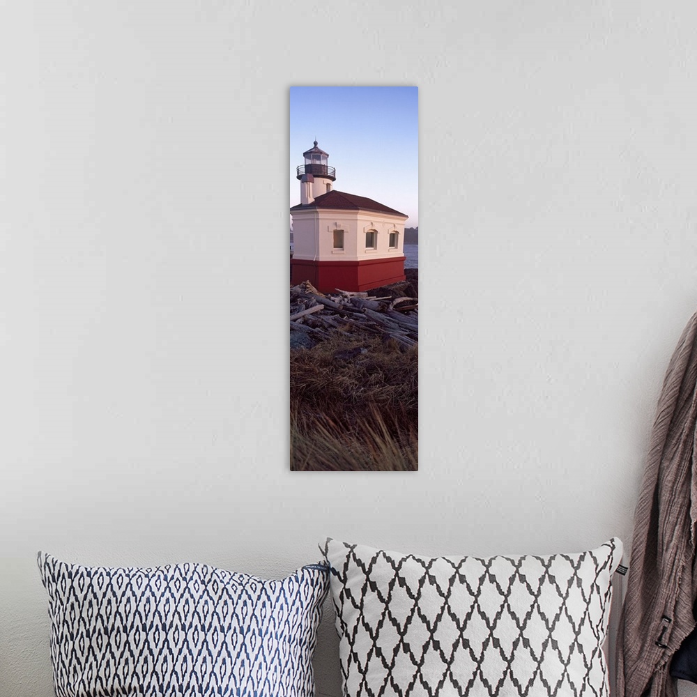 A bohemian room featuring Lighthouse at the coast, Coquille River Lighthouse, Bandon, Coos County, Oregon,