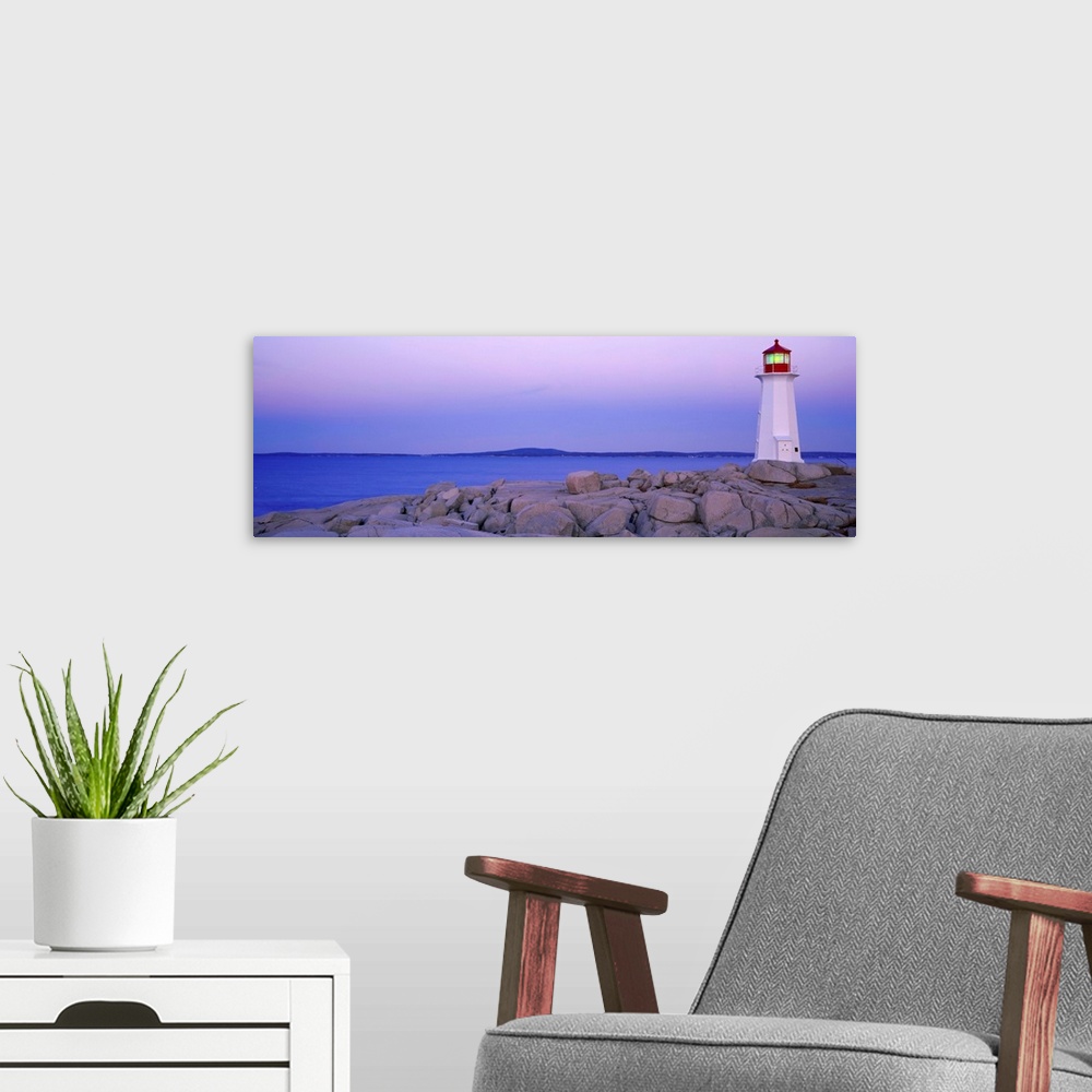 A modern room featuring Peggy's Cove Lighthouse-Sunrise Light, Peggy's Cove, Atlantic Ocean, Nova Scotia, Canada