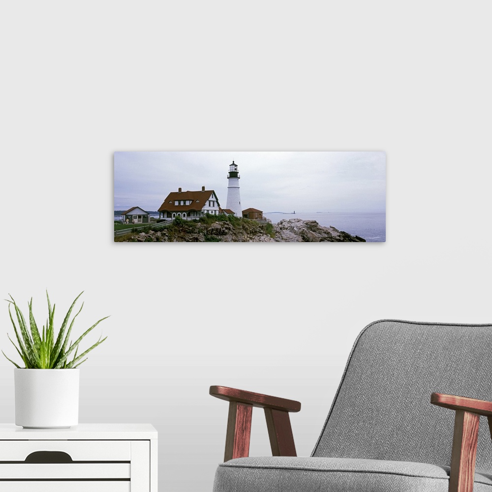A modern room featuring Lighthouse at the coast, Portland Head Lighthouse, Cape Elizabeth, Cumberland County, Maine,
