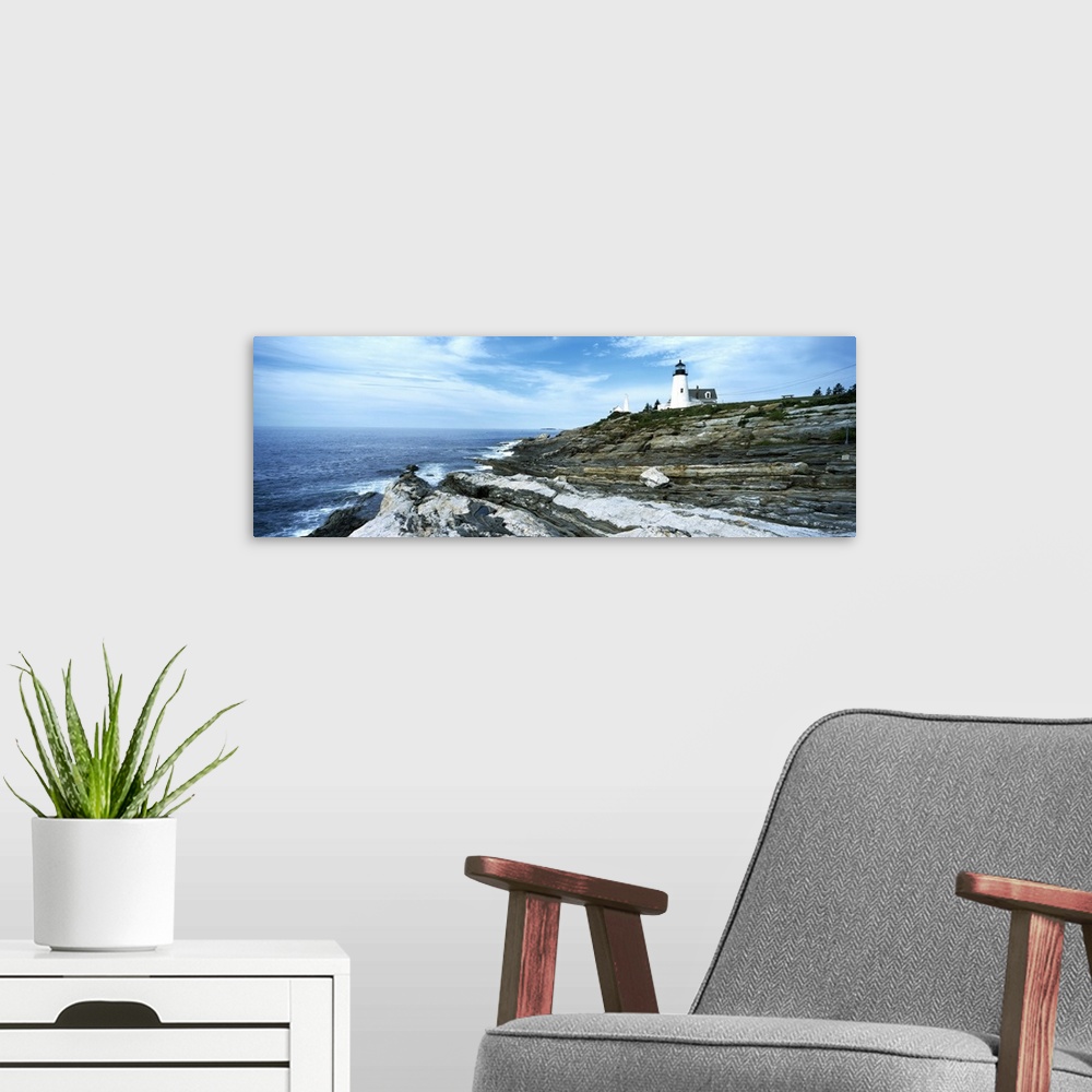 A modern room featuring Lighthouse at the seaside, Pemaquid Point Lighthouse, Pemaquid Point, Bristol, Maine